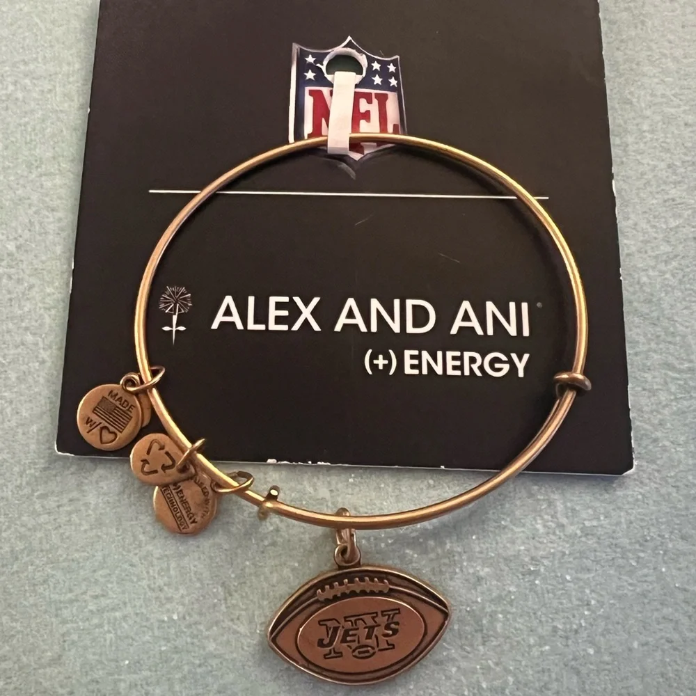Alex and Ani (+) Energy NFL New York NY Jets Football‎ Gold Bangle Bracelet